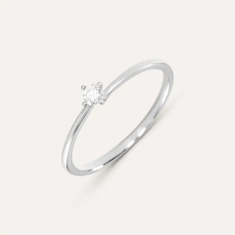 Anello Solitario Grace Oro Bianco Diamante