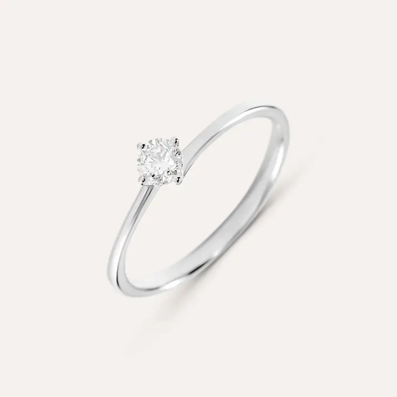 Anello Solitario Grace Oro Bianco Diamante