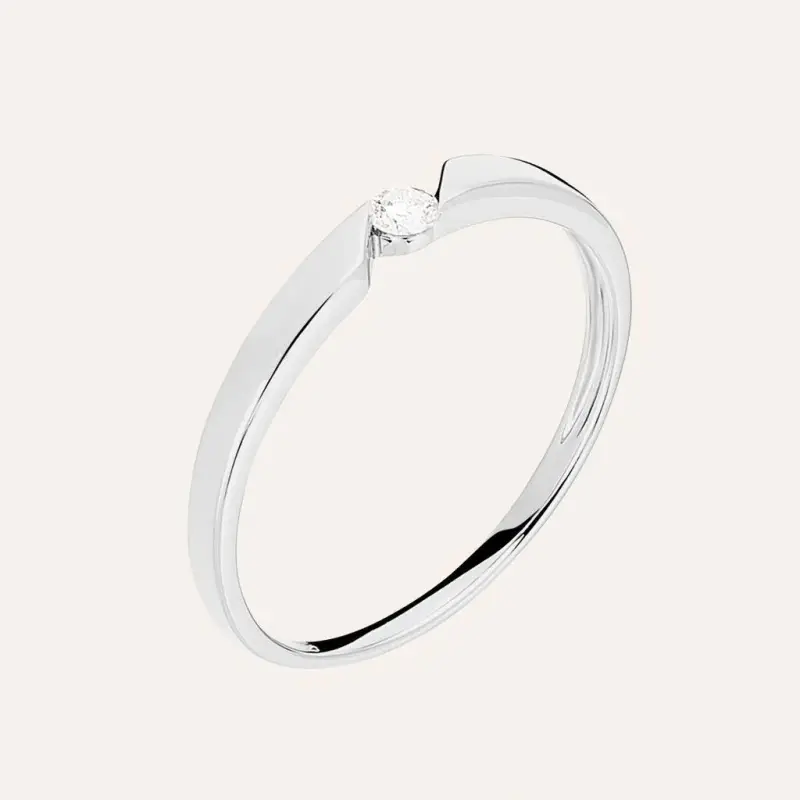 Anello Solitario Grace Oro Bianco Diamante