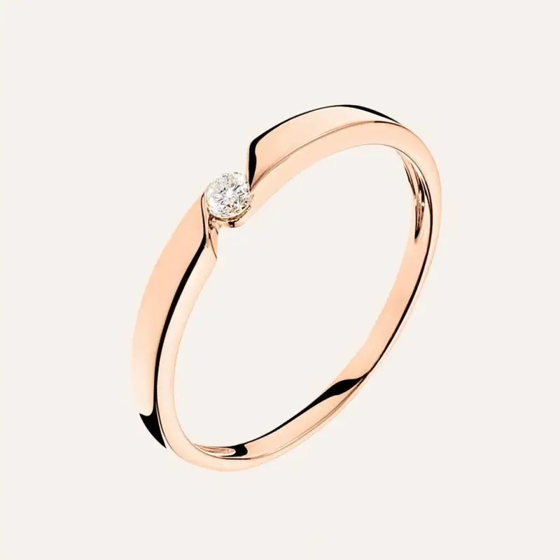 Anello Solitario Grace Oro Rosa Diamante