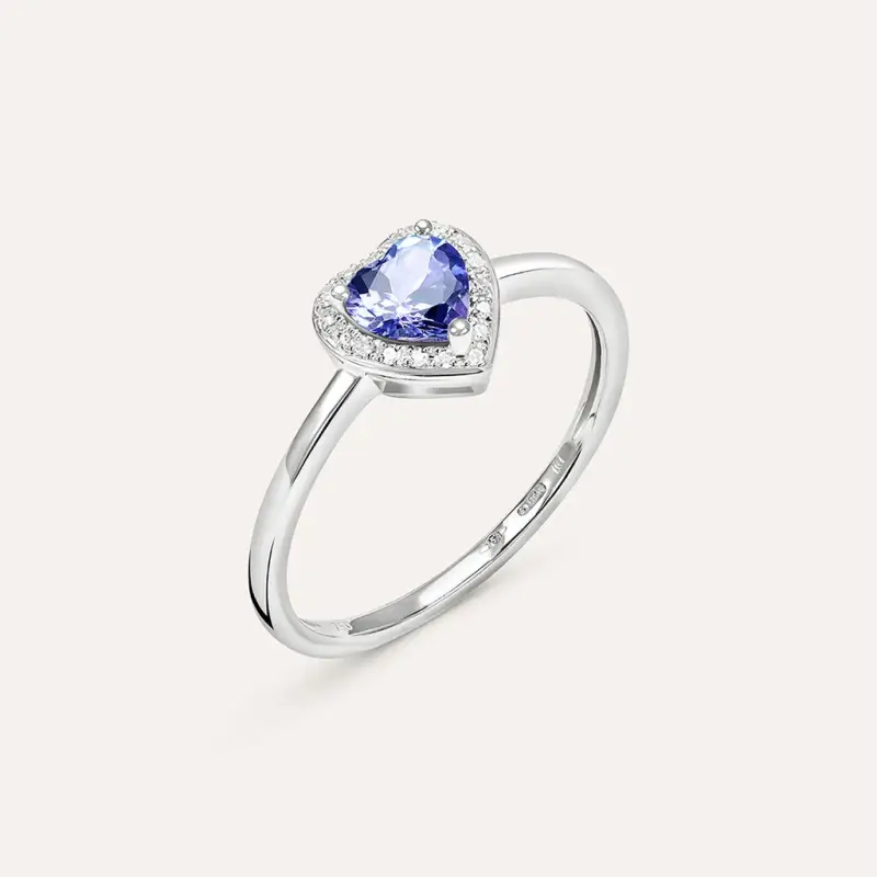 Anello Solitario Jasmine Oro Bianco Tanzanite Diamante