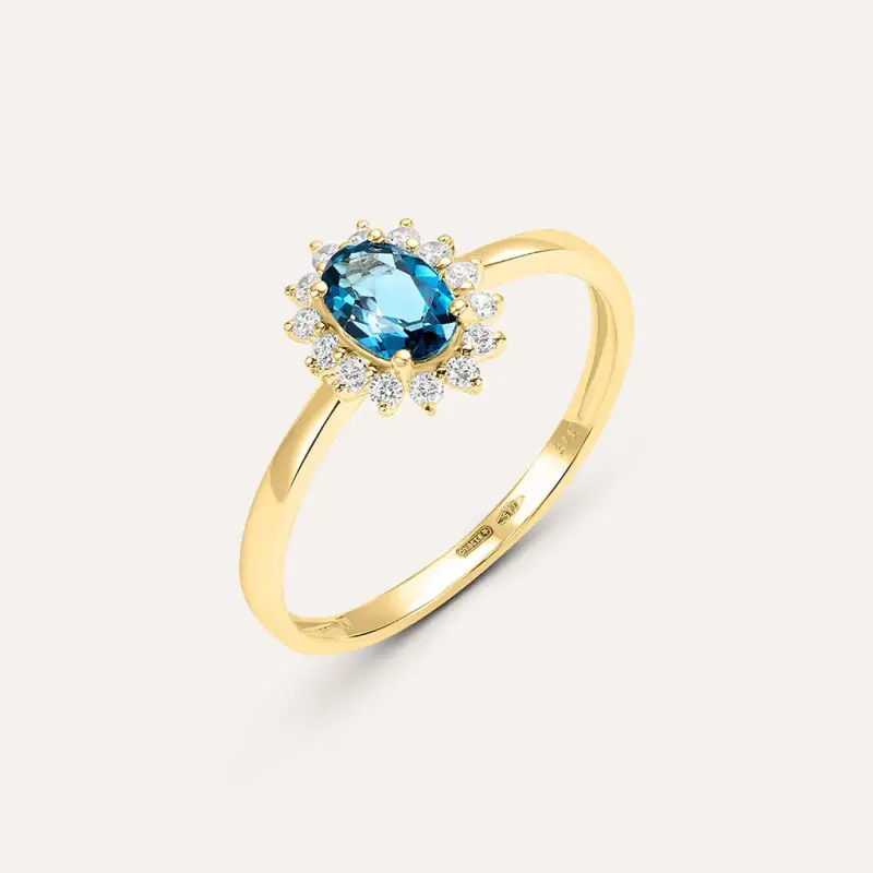 Anello Solitario Kate Amélie Oro Giallo Topazio Cubic Zirconia
