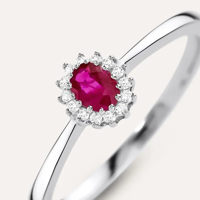 Anello Solitario Kate Charlotte Oro Bianco Rubino Diamante miniatura 2