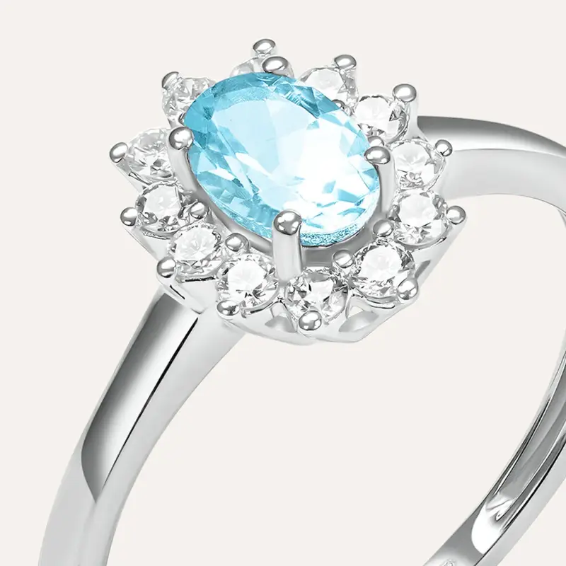 Anello Solitario Kate Jasmine Oro Bianco Acquamarina Diamante miniatura 2