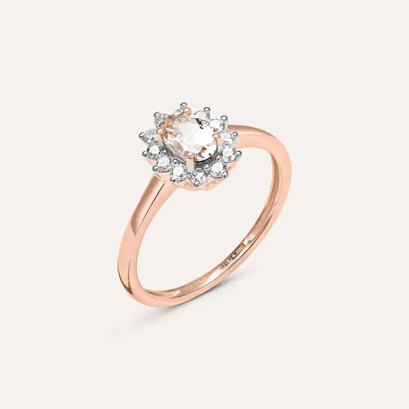 Anello Solitario Kate Jasmine Oro Rosa Morganite Diamante