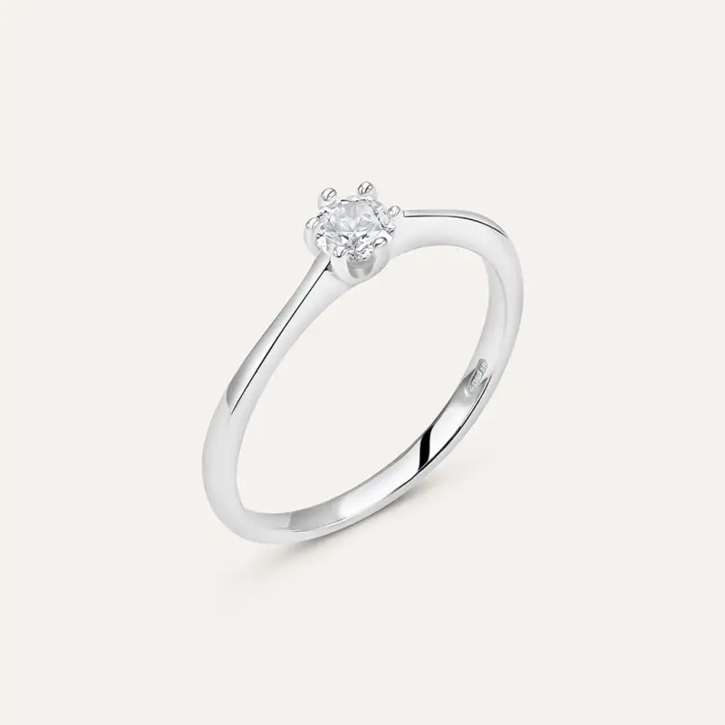 Anello Solitario Silver Elegance Argento Rodiato Cubic Zirconia