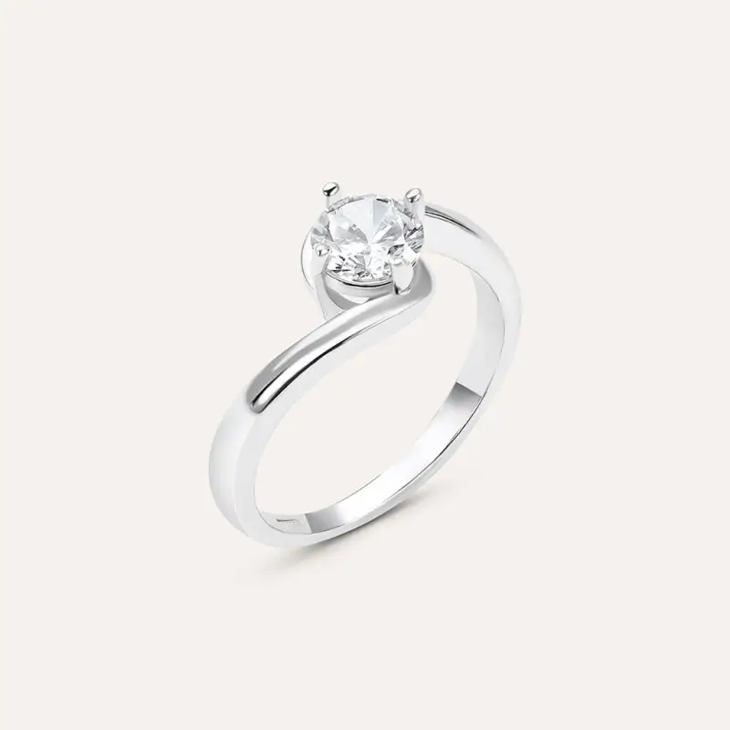 Anello Solitario Silver Elegance Argento Rodiato Cubic Zirconia