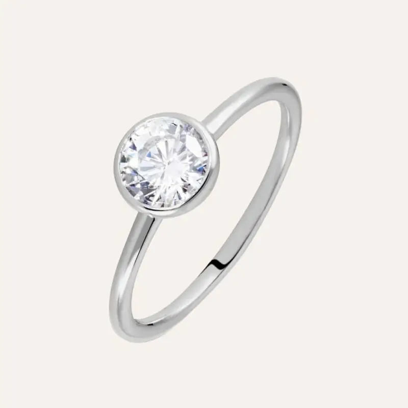 Anello Solitario Silver Elegance Argento Rodiato Cubic Zirconia