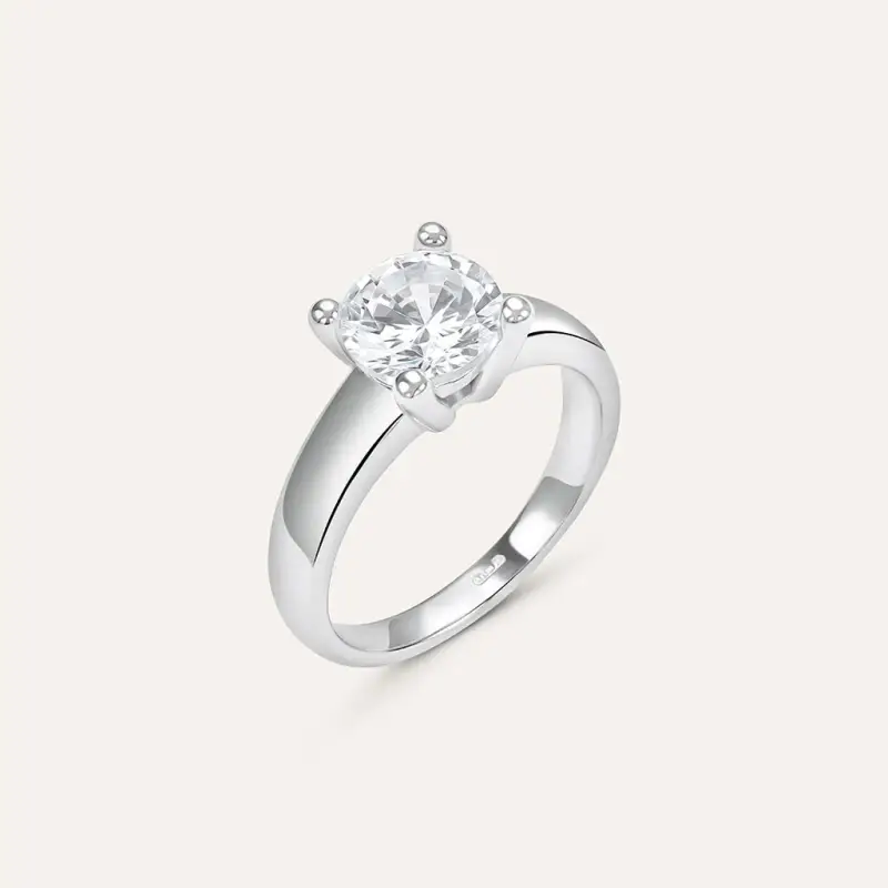 Anello Solitario Silver Elegance Argento Rodiato Cubic Zirconia