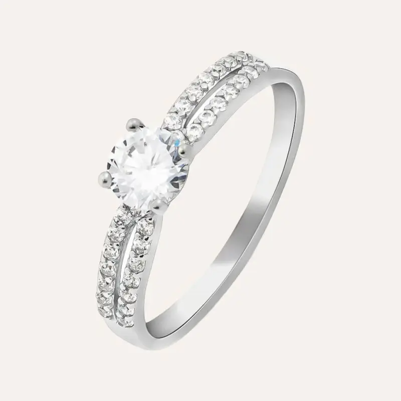 Anello Solitario Silver Elegance Argento Rodiato Cubic Zirconia