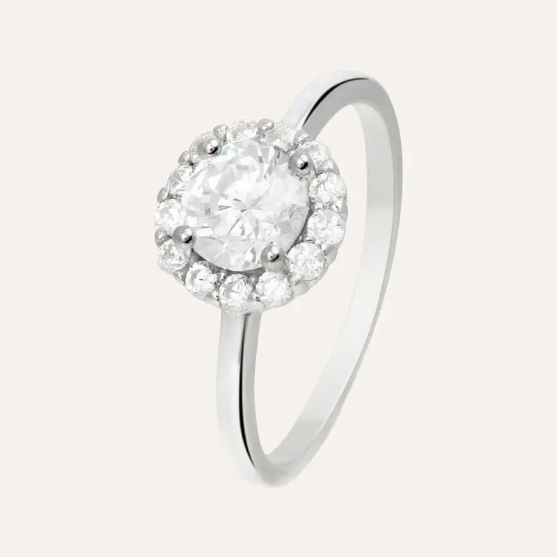 Anello Solitario Silver Elegance Argento Rodiato Cubic Zirconia