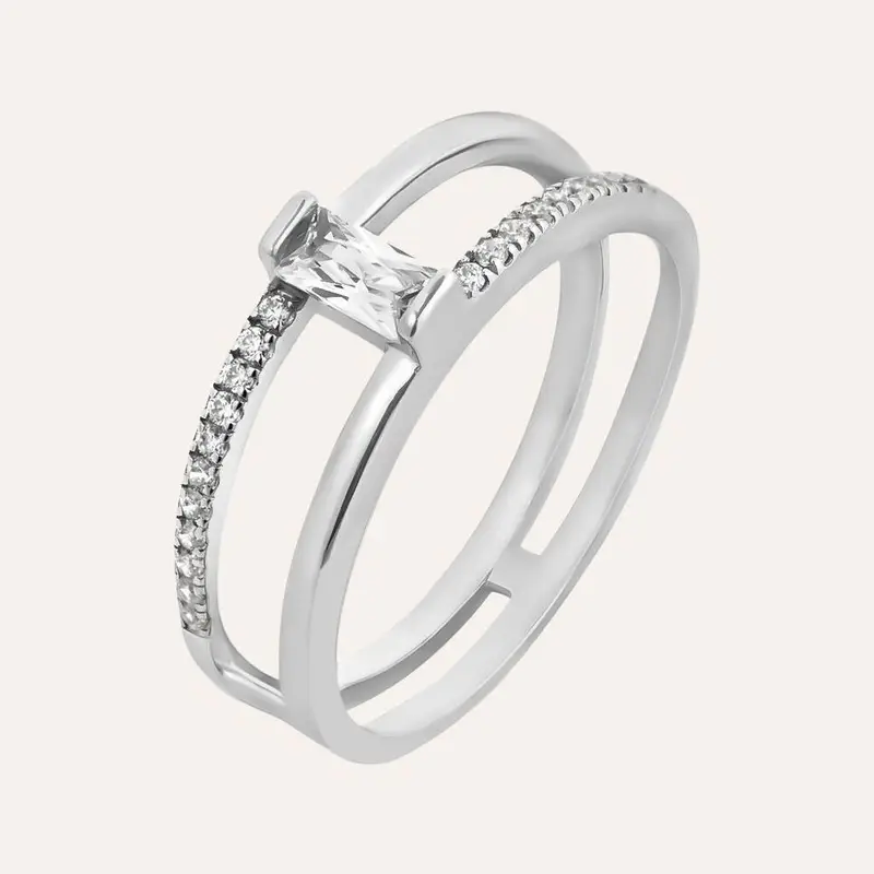 Anello Solitario Silver Elegance Argento Rodiato Cubic Zirconia