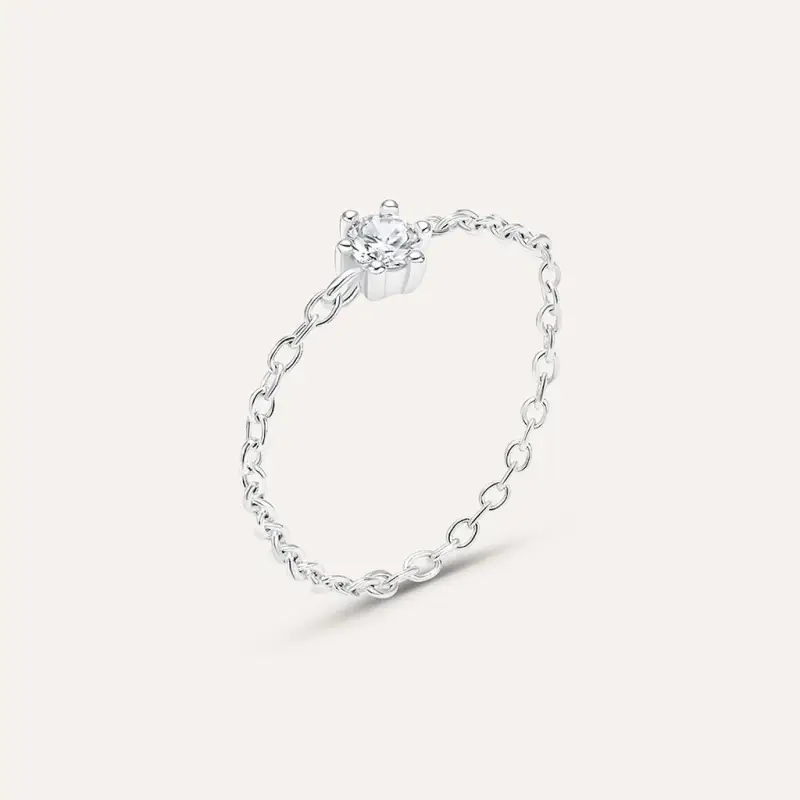 Anello Solitario Silver Elegance Argento Rodiato Cubic Zirconia