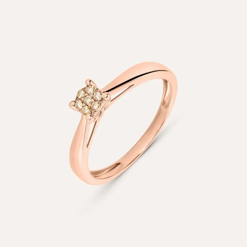 Anello Solitario Sophia Oro Rosa Diamante