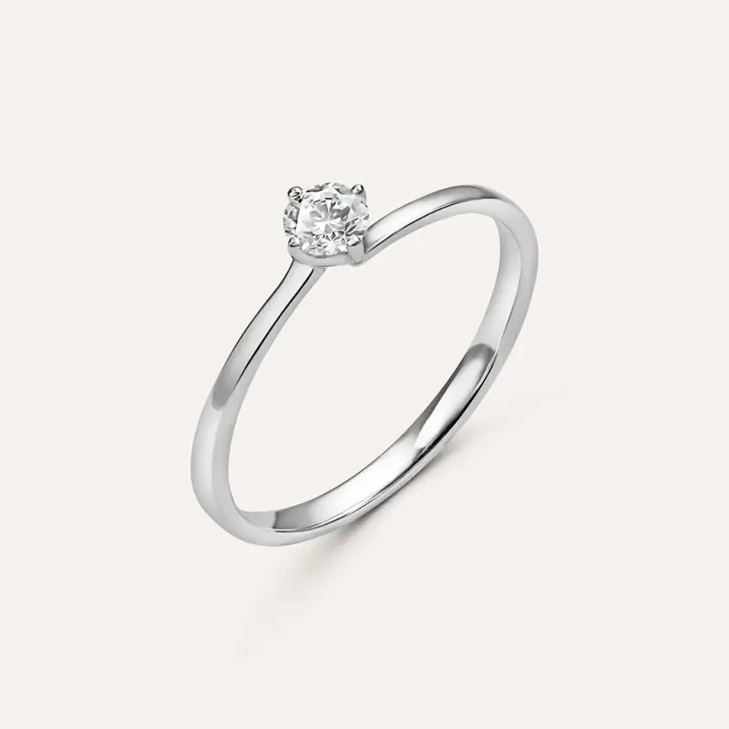 Anello Solitario Valentino Diamade Oro Bianco Diamante Lab-Grown