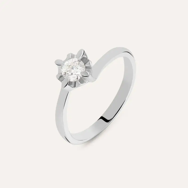 Anello Solitario Valentino Diamazing Oro Bianco Diamante