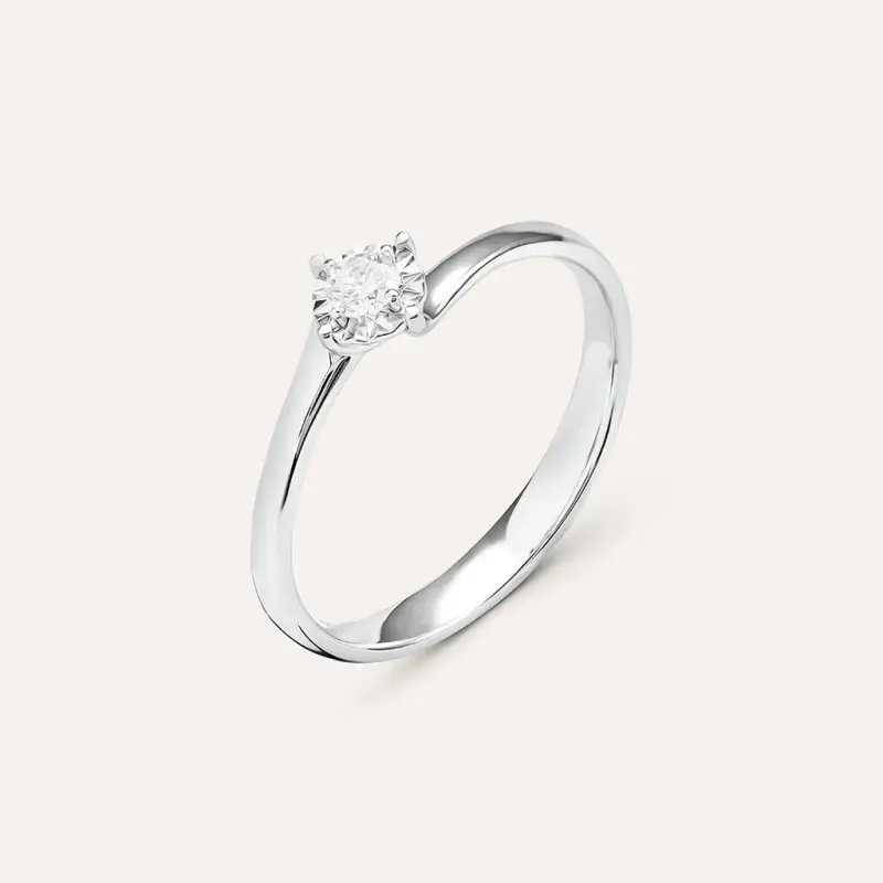 Anello Solitario Valentino Diamotion Oro Bianco Diamante