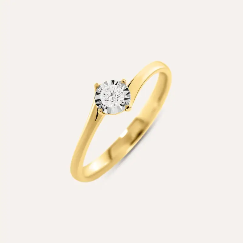 Anello Solitario Valentino Diamotion Oro Giallo Diamante