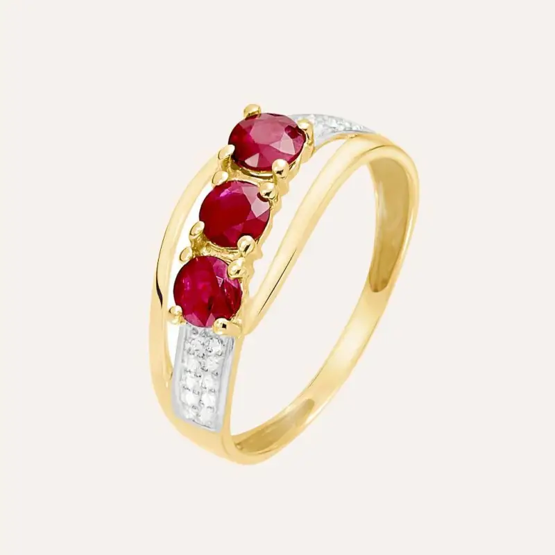 Anello Trilogy Charlotte Oro Giallo Rubino Diamante