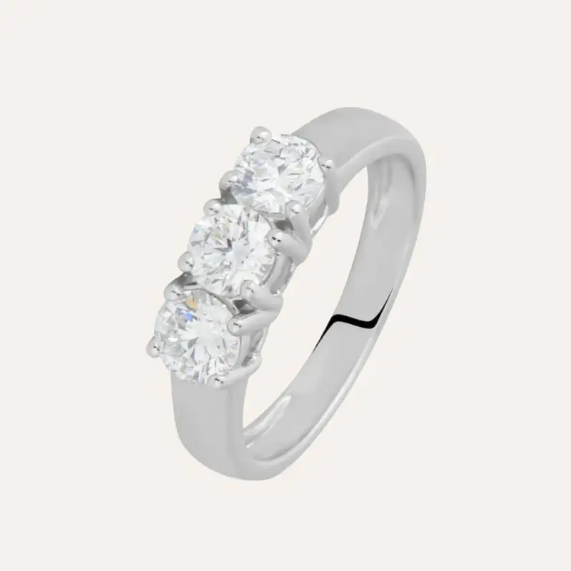 Anello Trilogy Diamade Oro Bianco Diamante Lab-Grown