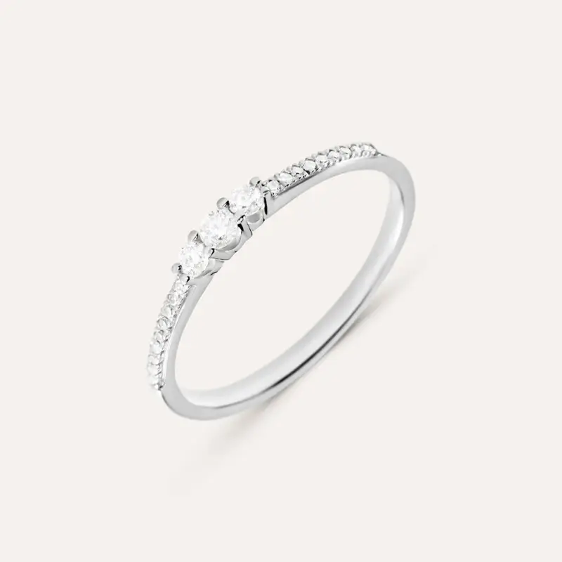 Anello Trilogy Grace Oro Bianco Diamante