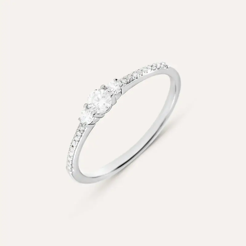 Anello Trilogy Grace Oro Bianco Diamante