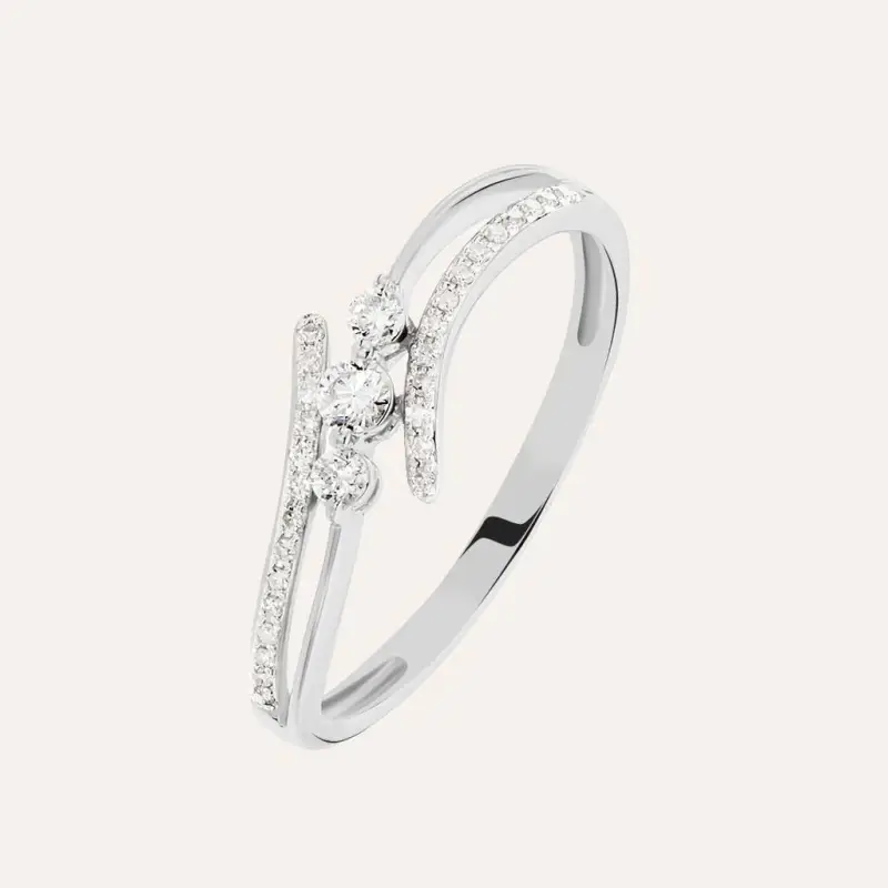 Anello Trilogy Grace Oro Bianco Diamante