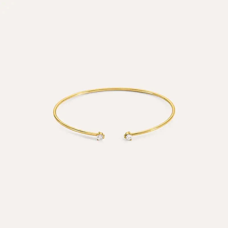 Bangle Doppio Punto Luce Diamade Glam Oro Giallo Diamante Lab-Grown