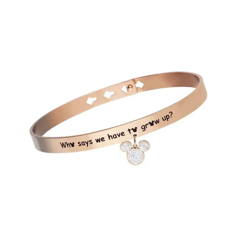 Bangle Lady Message Acciaio Rosato Disney e Cristalli