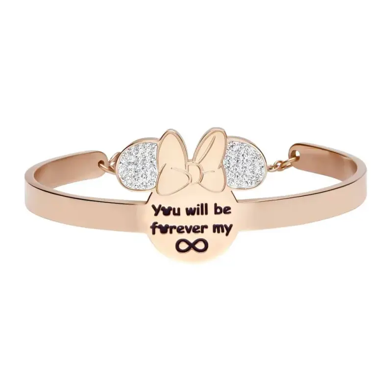 Bangle Lady Message Acciaio Rosato Disney e Cristalli