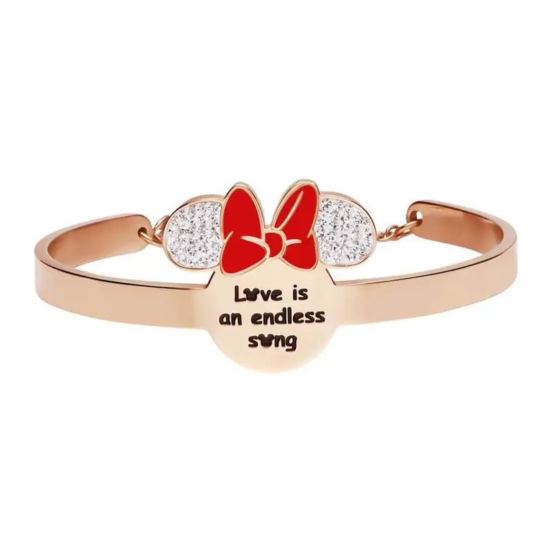 Bangle Lady Message Acciaio Rosato Disney e Cristalli