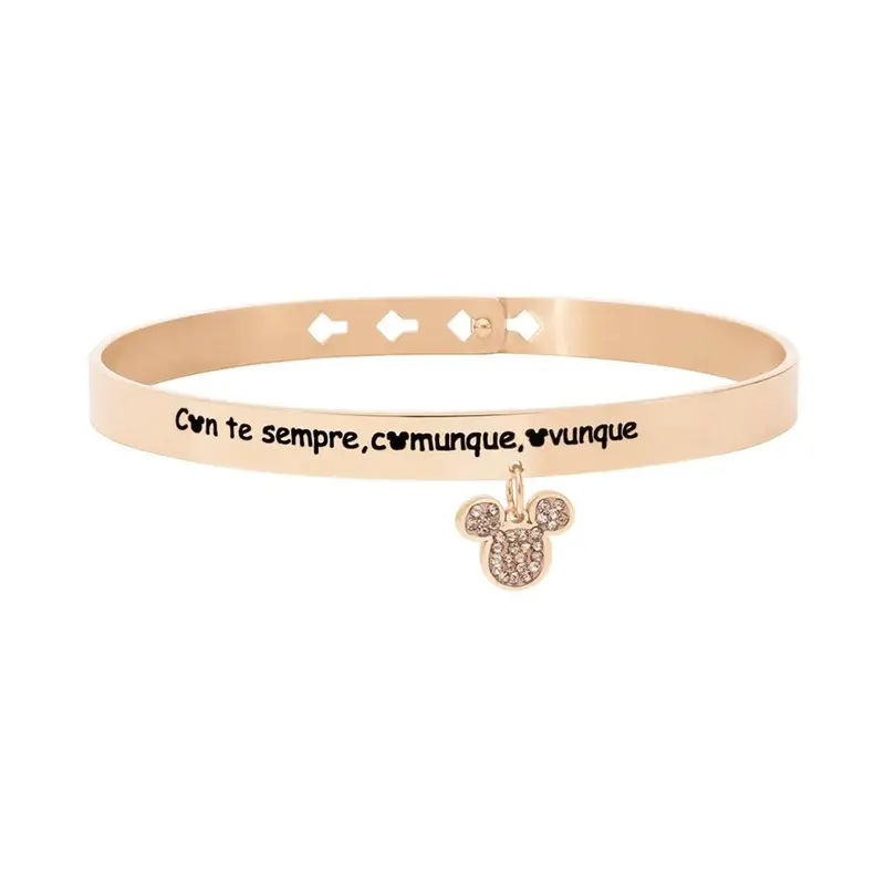 Bangle Lady Message Acciaio Rosato Disney e Cristalli