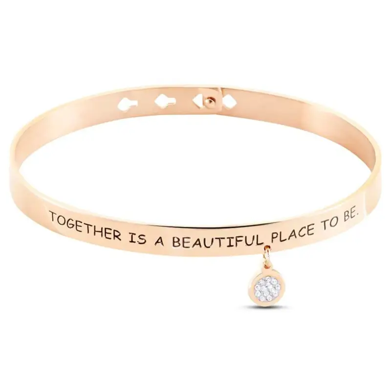 Bangle Lady Message Acciaio Rosato Friendship e Cristalli