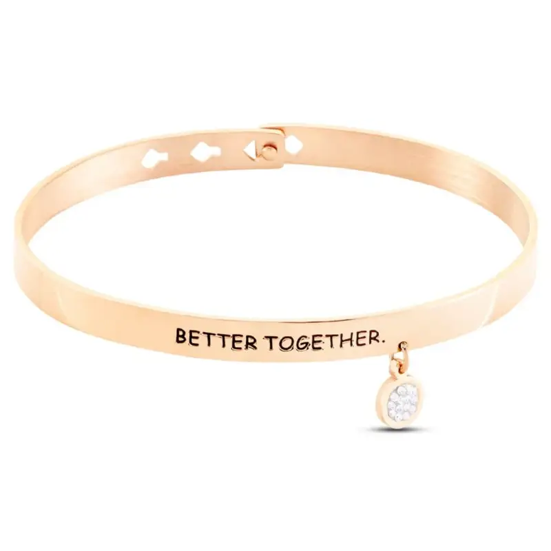 Bangle Lady Message Acciaio Rosato Friendship e Cristalli