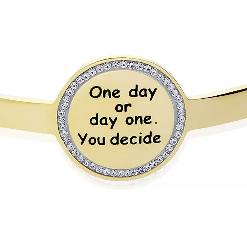 Bangle One day or day one You decide in acciaio dorato e strass