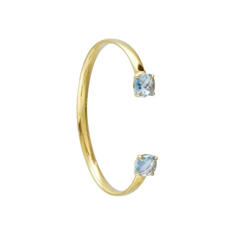 Bangle placcato oro con pietra azzurraBangle placcato oro con pietra rosa