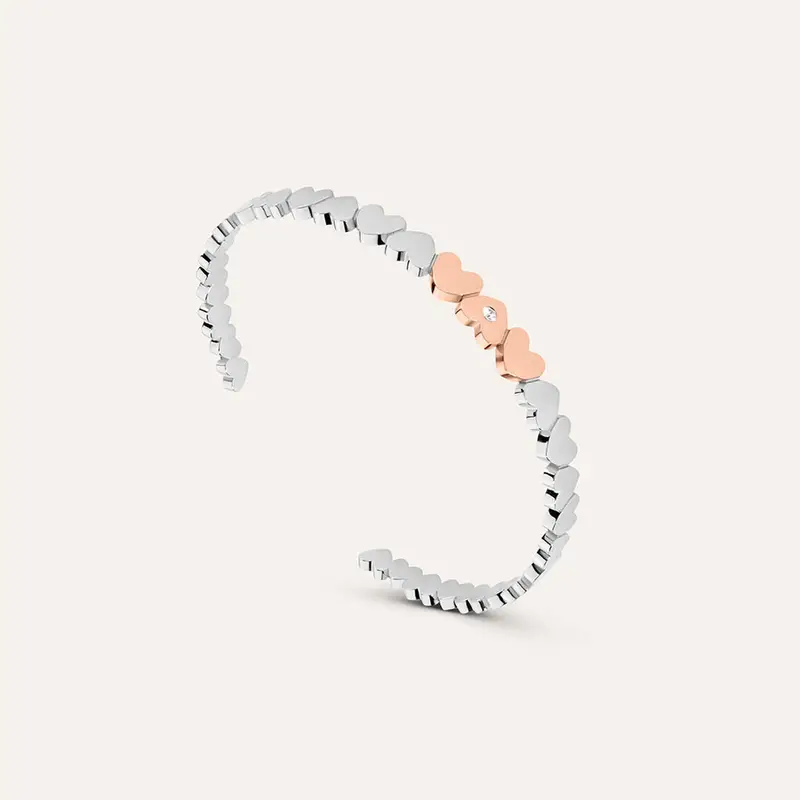 Bangle Sunrise Acciaio Bicolore Bianco / Rosa Cristallo