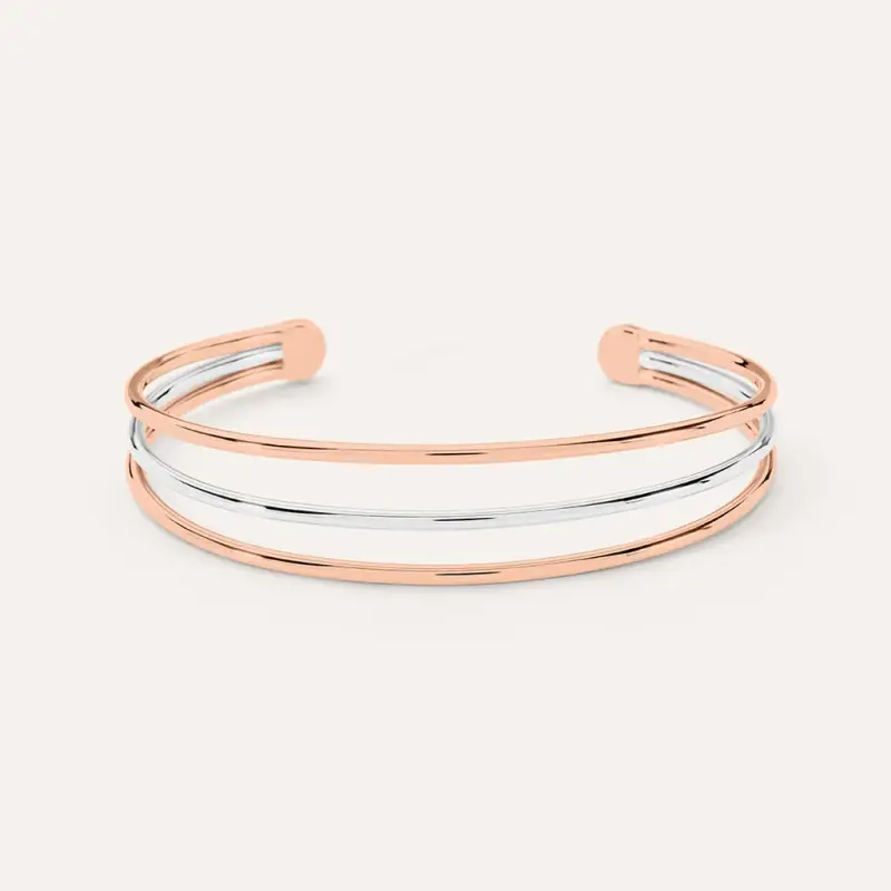 Bangle Sunrise Acciaio Bicolore Bianco / Rosa