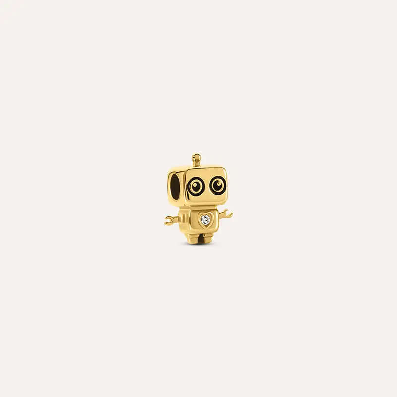 Bead Robot Essential Code Acciaio Dorato Cubic Zirconia