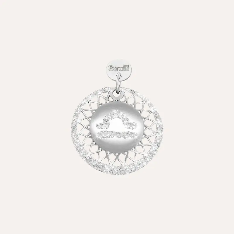 Bilancia Charm in argento 925 rodiato e glitter