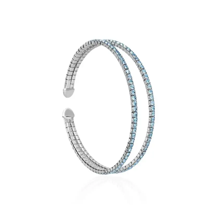 Bracciale bangle in metallo rodiato e cristalli