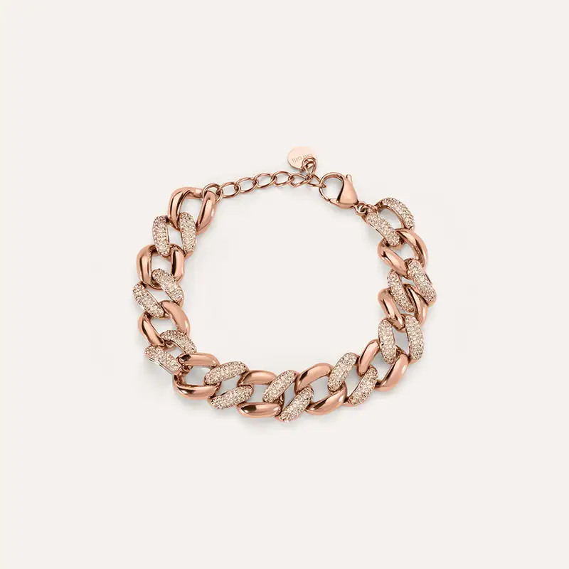 Bracciale Catena Aura Acciaio Rosa Cristallo