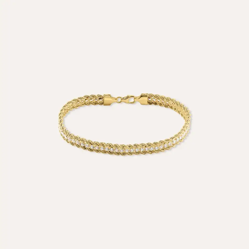 Bracciale Catena Gold Essence Oro Giallo Cubic Zirconia