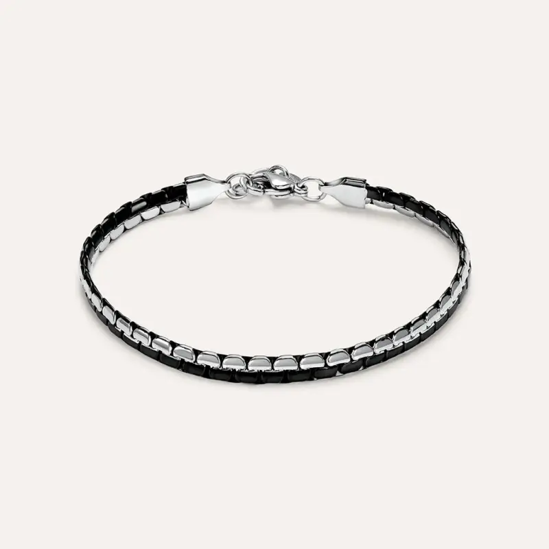 Bracciale Catena Man Code Acciaio Bicolore Bianco / Nero