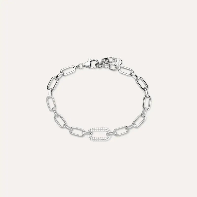 Bracciale Catena Silver Shine Argento Rodiato Cubic Zirconia