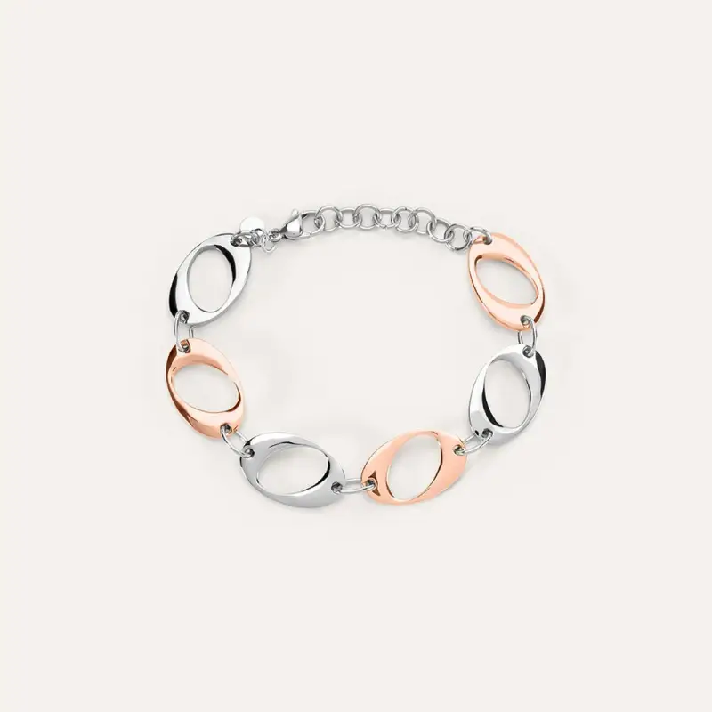 Bracciale Catena Sunrise Acciaio Bicolore Bianco / Rosa