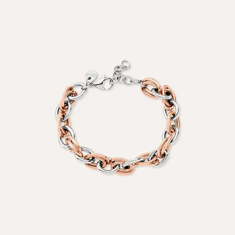 Bracciale Catena Sunrise Acciaio Bicolore Bianco / Rosa