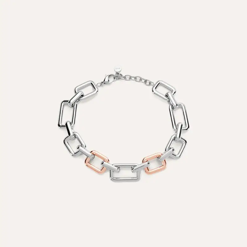 Bracciale Catena Sunrise Acciaio Bicolore Bianco / Rosa