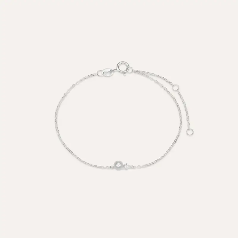Bracciale Gabrielle Oro Bianco Perla D Acqua Dolce Cubic Zirconia