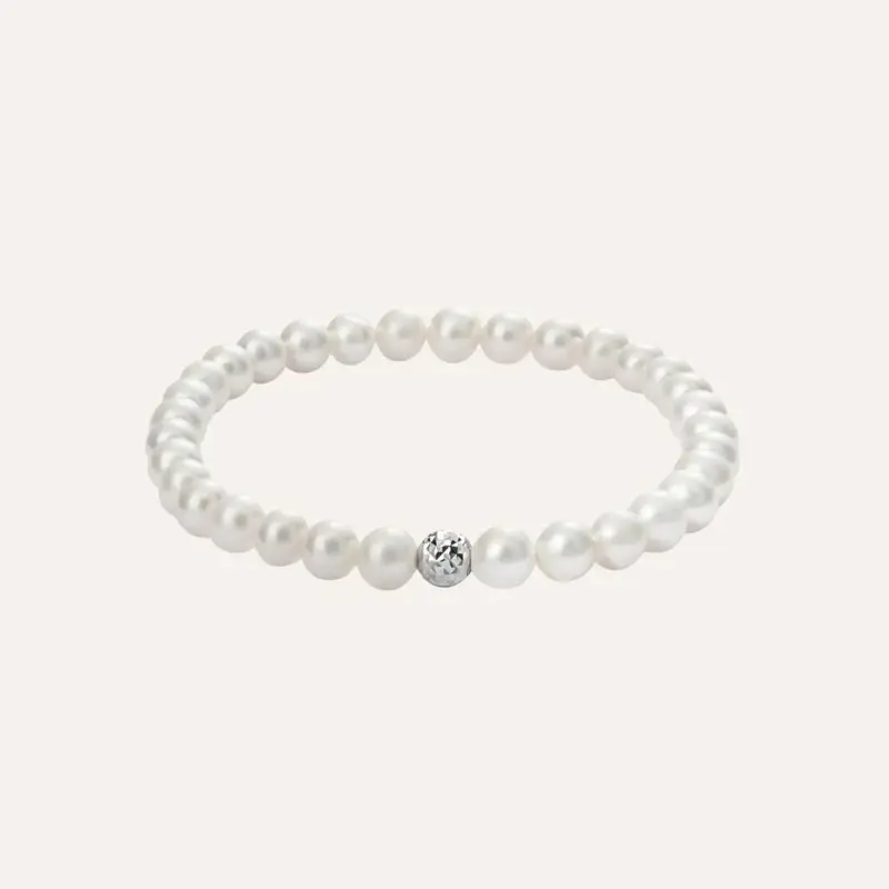 Bracciale Gabrielle Oro Bianco Perla D Acqua Dolce